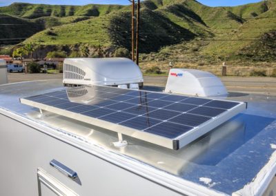 Solar panels powering a luxury restroom trailer