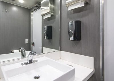 Sink inside a 4 unit restroom trailer